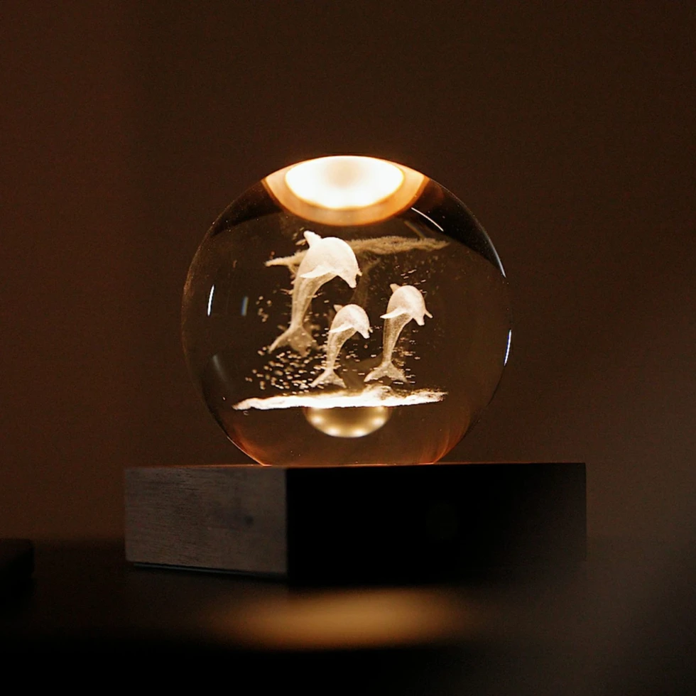 Lampa ozdobna Amber Crystal Jumping Dolphins Gingko