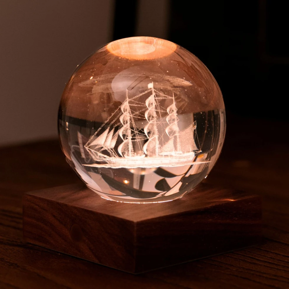 Lampa ozdobna  Amber Crystal Sailing Boat Gingko