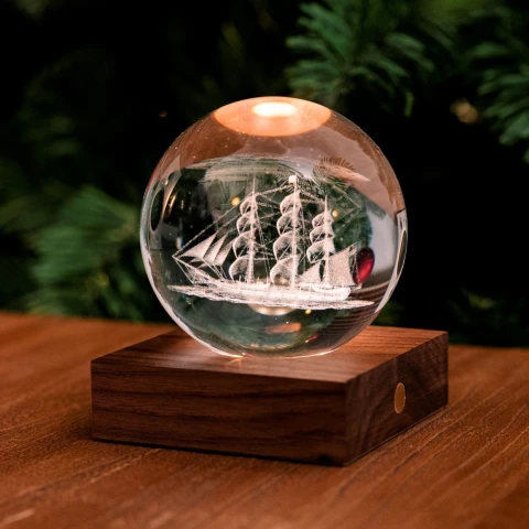 Lampa ozdobna  Amber Crystal Sailing Boat Gingko