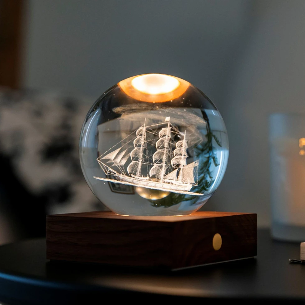 Lampa ozdobna  Amber Crystal Sailing Boat Gingko