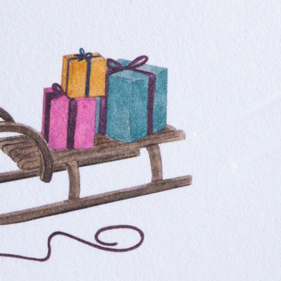 Kartka świąteczna Traces in the snow Sleigh Gmund