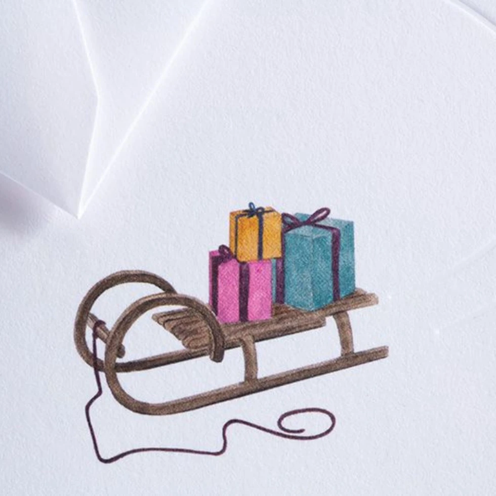 Kartka świąteczna Traces in the snow Sleigh Gmund