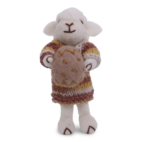 Filcowa ozdoba White Sheep with Multicolor Dress & Egg En Gry & Sif