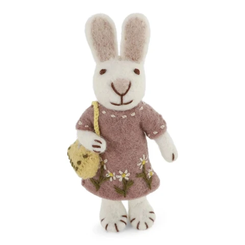 Filcowa ozdoba White Bunny with Lavender Dress & Purse En Gry & Sif