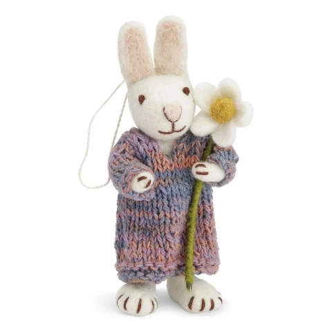 Filcowa ozdoba White Bunny with Multi colorful Dress & Marguerite En Gry & Sif