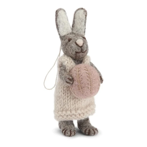 Filcowa ozdoba Grey bunny with Light Grey Dress and Lavender Egg En Gry & Sif