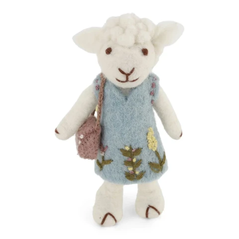 Filcowa ozdoba White Sheep with Light Blue Dress & Purse En Gry & Sif