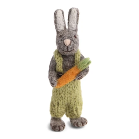 Filcowa ozdoba Grey bunny with Green Pants and Carrot En Gry & Sif