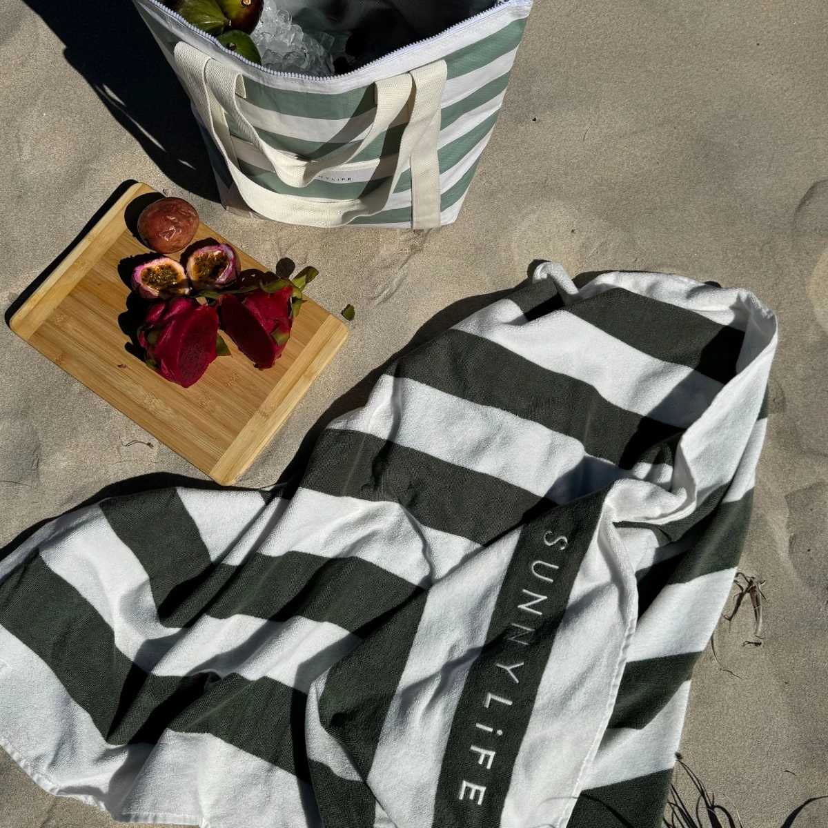 Torba chłodząca na ramię La Palma Sage Stripe SUNNY LIFE