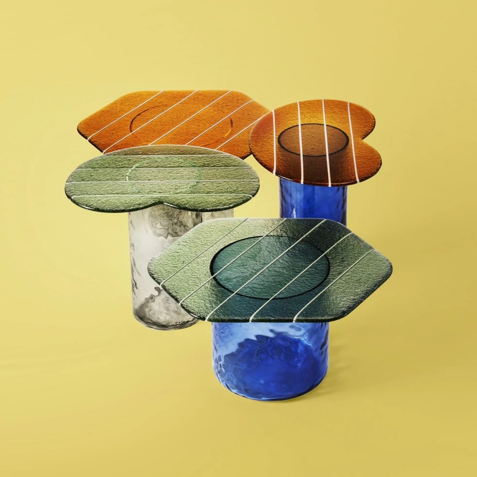 Stolik kawowy Striche Low Arancione/Blu Miniforms