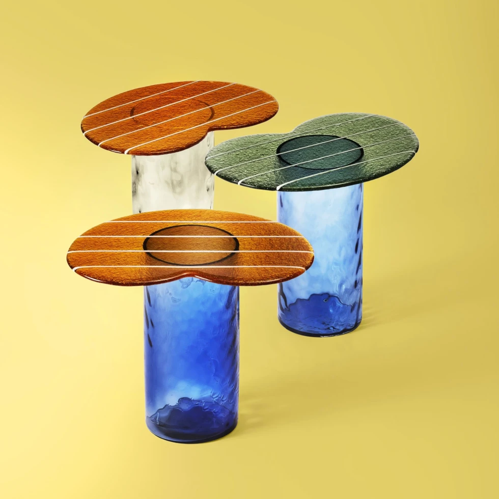 Stolik kawowy Striche High Arancione/Cristallo Miniforms