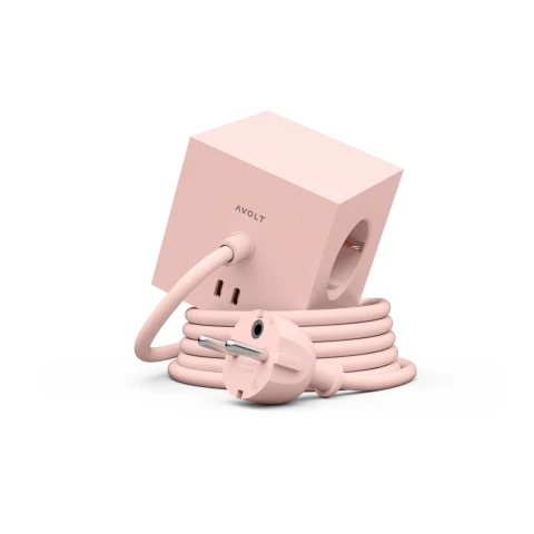 Listwa elektryczna Square 1 2xUSB-C 1,8m Old Pink Avolt