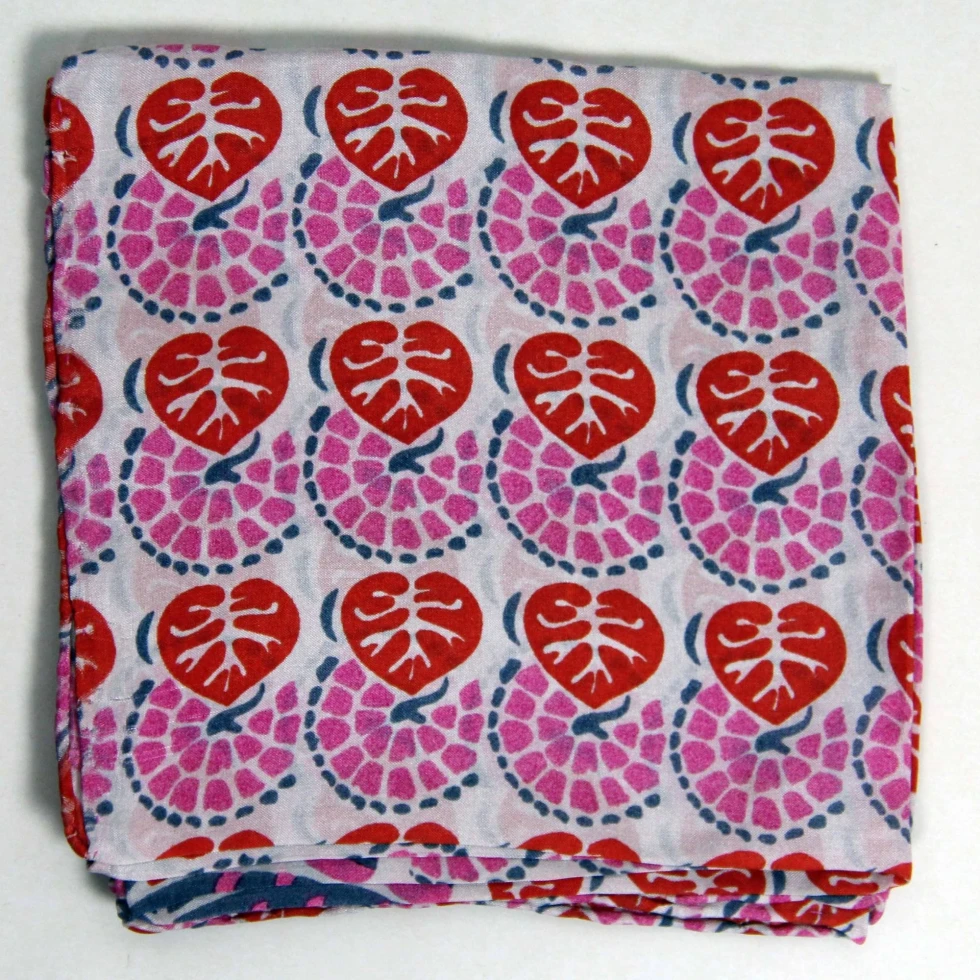 Apaszka jedwabna Mini Volubile Fuchsia Les Belles Vagabondes