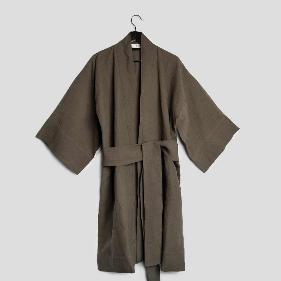 Kimono lniane olive stonewash take a NAP