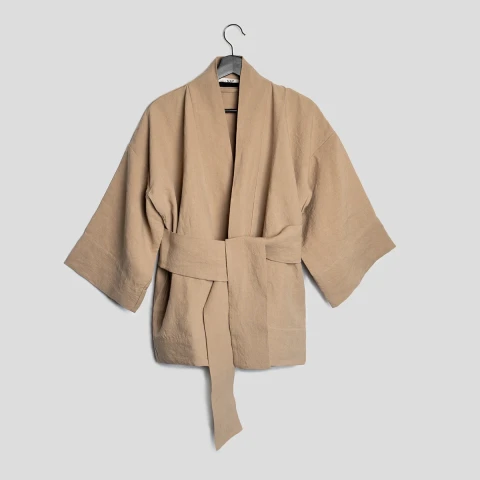 Kimono krótkie lniane taupe stonewash take a NAP