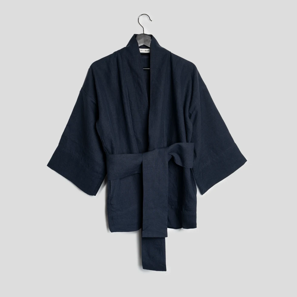 Kimono krótkie lniane navy stonewash take a NAP