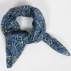 Apaszka jedwabna Mini Plumeria Marine Navy Les Belles Vagabondes