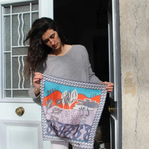 Apaszka jedwabna Mini Toscane Orange Les Belles Vagabondes