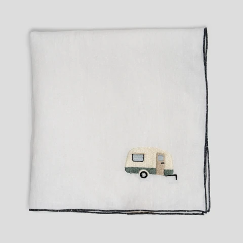 Serwetka z haftem przyczepa, 40x40, white take a NAP