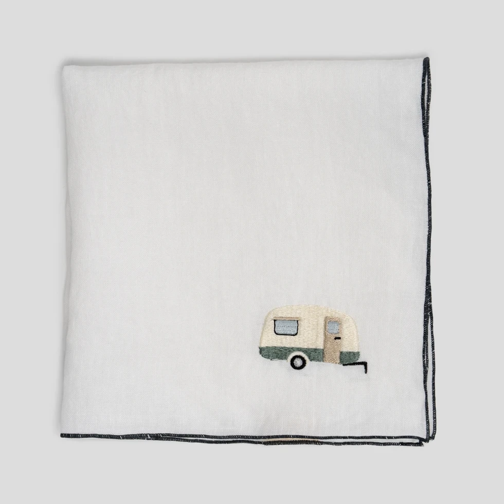Serwetka z haftem przyczepa, 40x40, white take a NAP