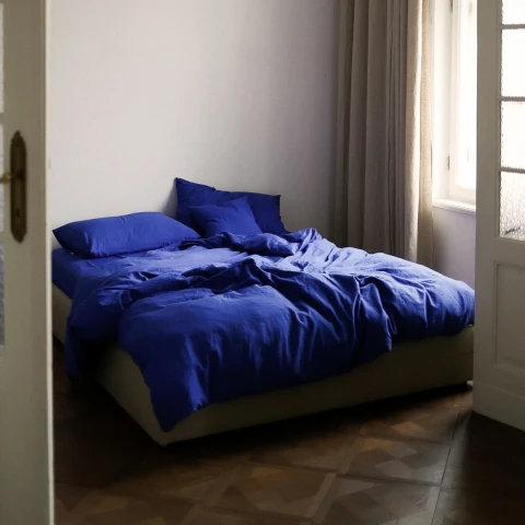 Komplet pościeli z bawełny satynowej Simples Cobalt take a NAP