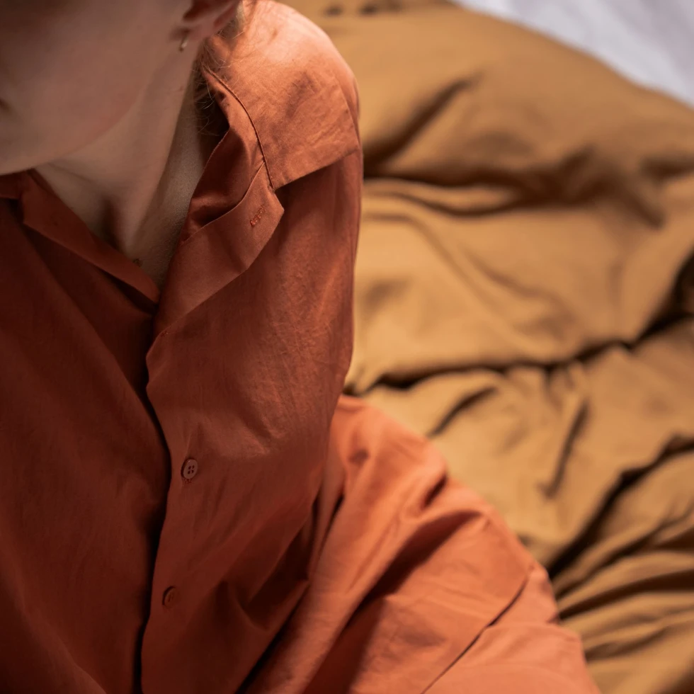 Piżama koszula z krótkim rękawem Vintage percale Brick take a NAP