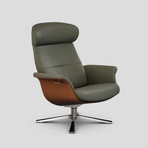 Fotel Timeout obrotowy z pamięcią Nappa Dark Grey Walnut Conform