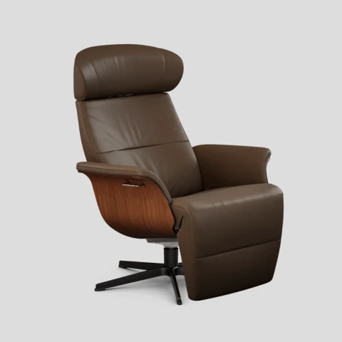 Fotel Timeout z podnóżkiem z pamięcią Bolzano Lava Walnut Conform
