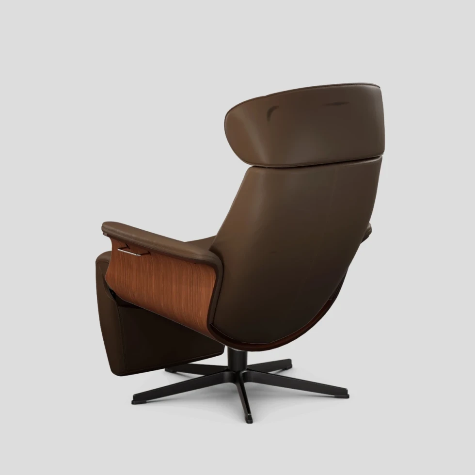 Fotel Timeout z podnóżkiem z pamięcią Bolzano Lava Walnut Conform