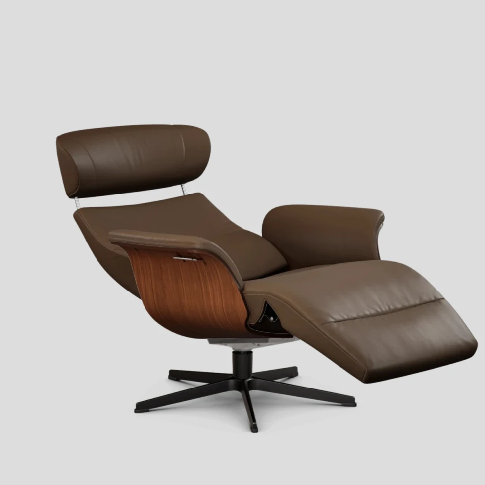 Fotel Timeout z podnóżkiem z pamięcią Bolzano Lava Walnut Conform