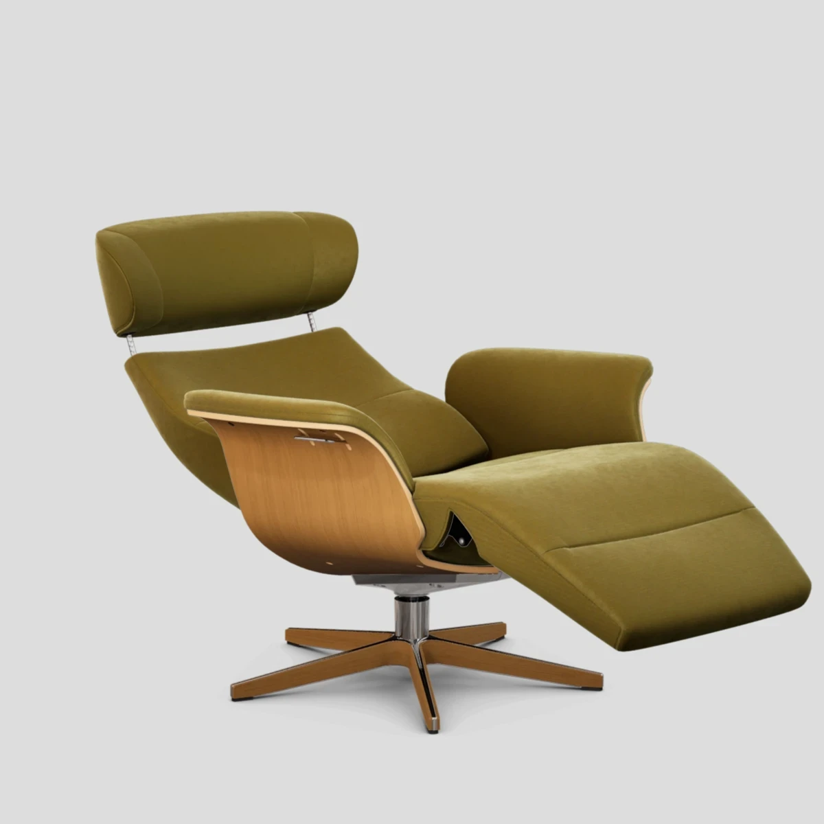 Fotel Timeout z podnóżkiem z pamięcią Eros Seagrass Oak Conform