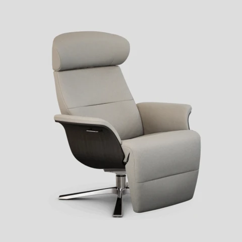 Fotel Timeout z podnóżkiem z pamięcią Velvety Stone Black Oak Conform