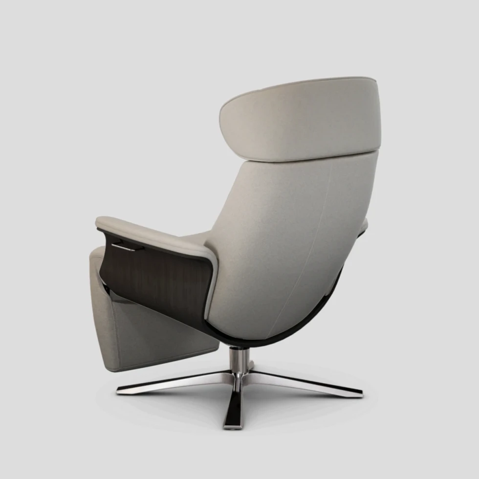 Fotel Timeout z podnóżkiem z pamięcią Velvety Stone Black Oak Conform