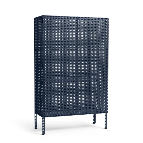 Kredens Perforated Cabinet Large Steel Blue HAY