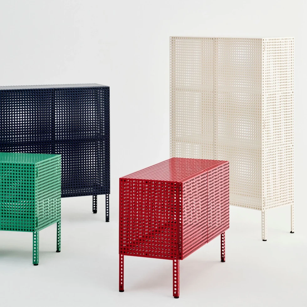 Kredens Perforated Cabinet Large Eggshell HAY