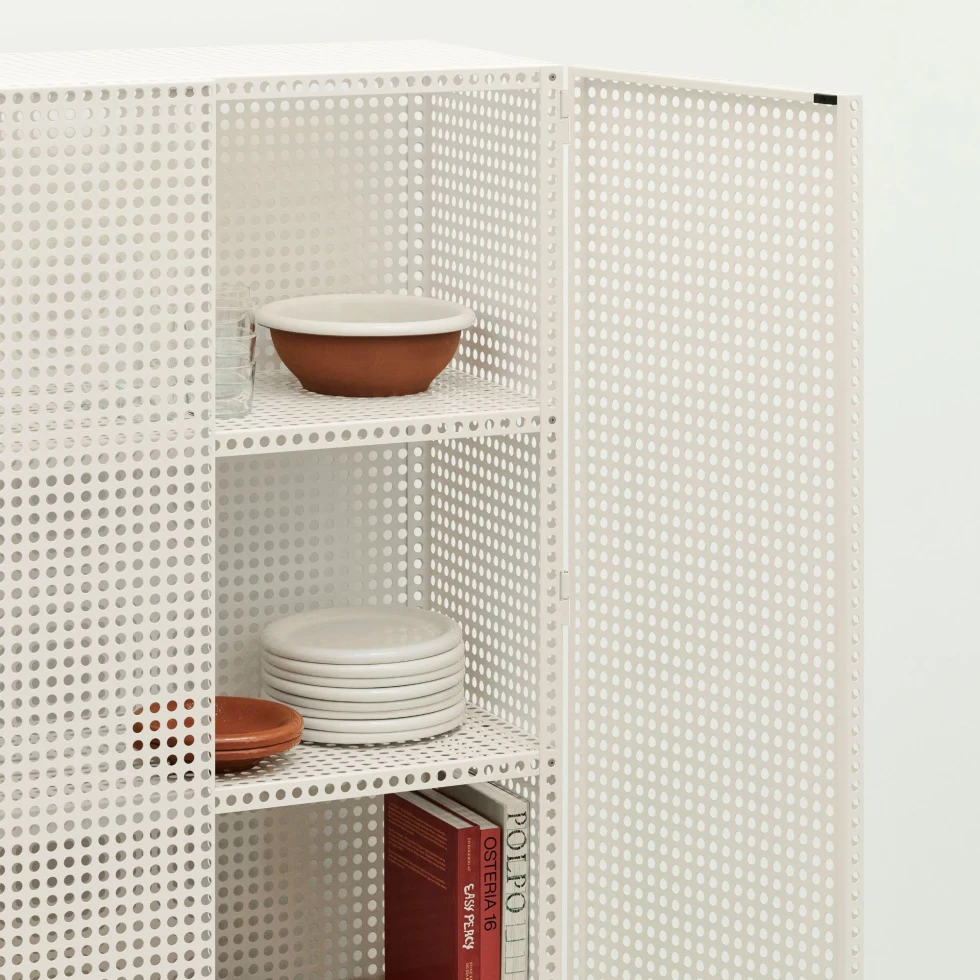 Kredens Perforated Cabinet Large Eggshell HAY