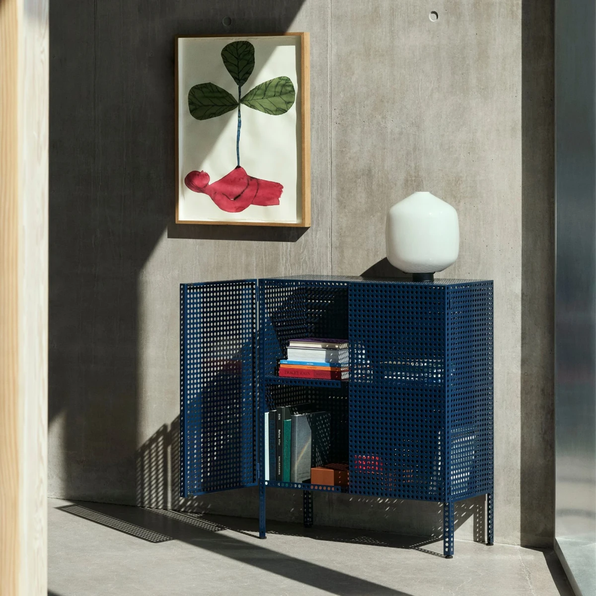 Kredens Perforated Cabinet Medium Steel Blue HAY