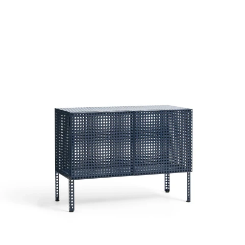 Kredens Perforated Cabinet Small Steel Blue HAY