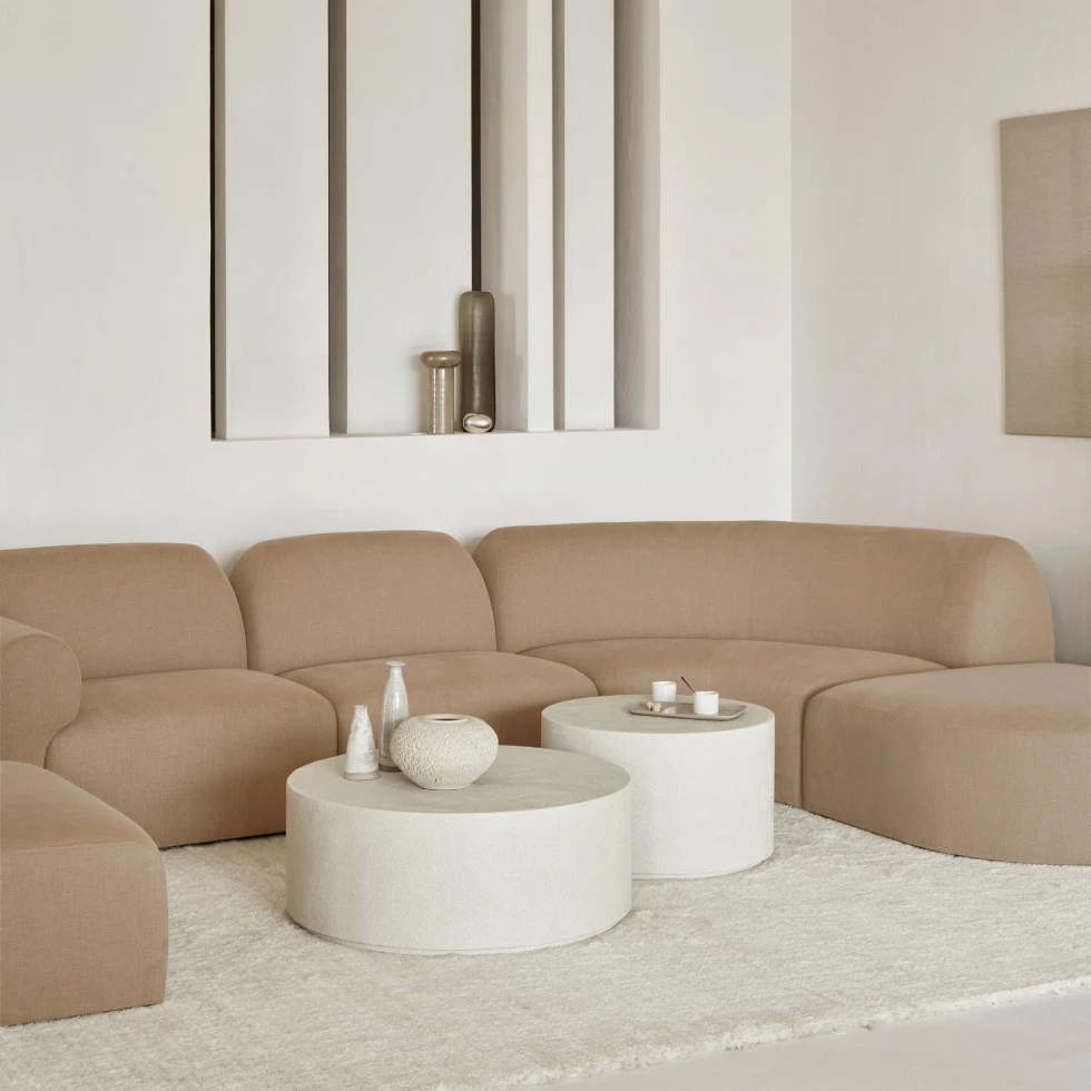 Stolik kawowy okrągły Elements Microcement Off White Ethnicraft
