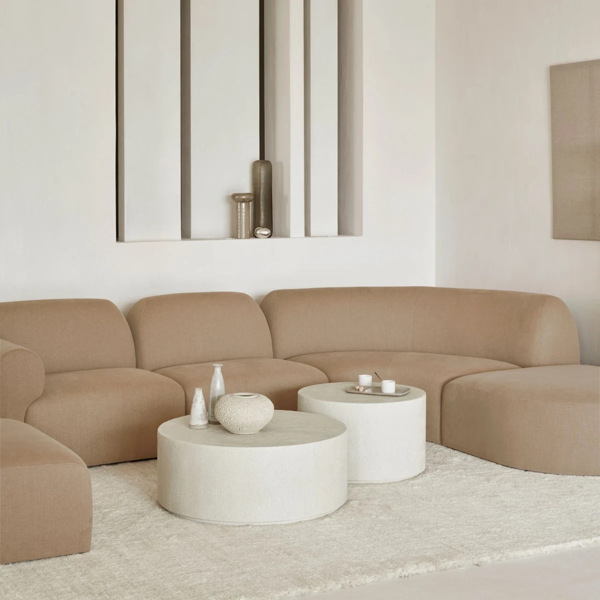 Stolik kawowy okrągły Elements Microcement Off White Ethnicraft