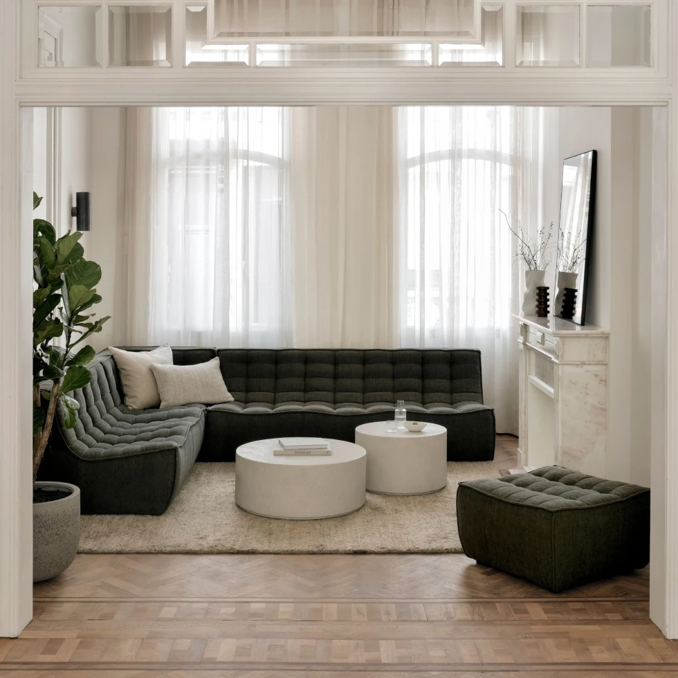 Stolik kawowy okrągły Elements Microcement Off White Ethnicraft