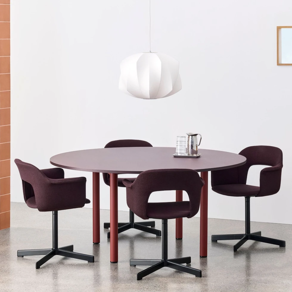 Stół Annex Round Ø120cm Barn Red/Dąb HAY