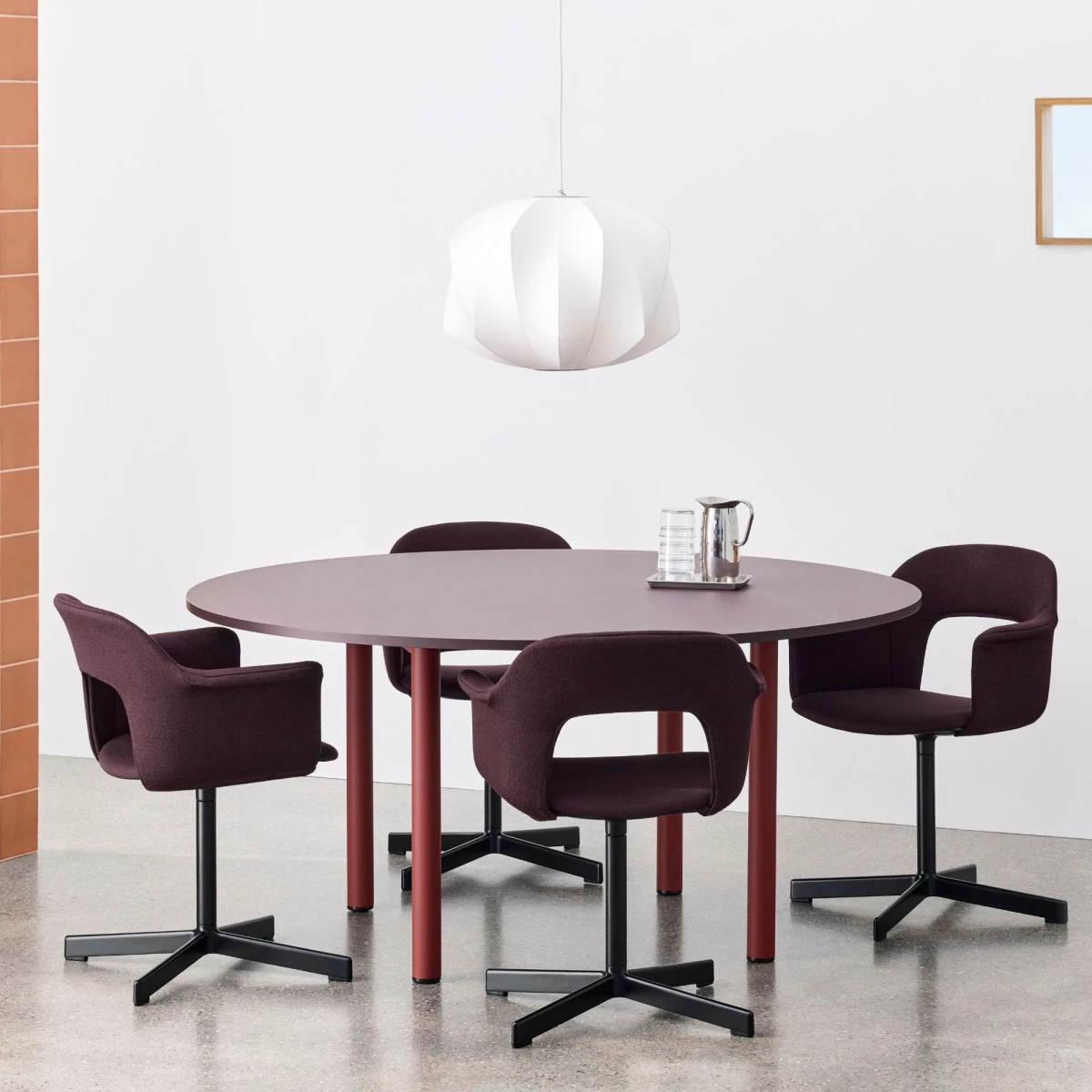 Stół Annex Round Ø120cm Barn Red/Dąb HAY