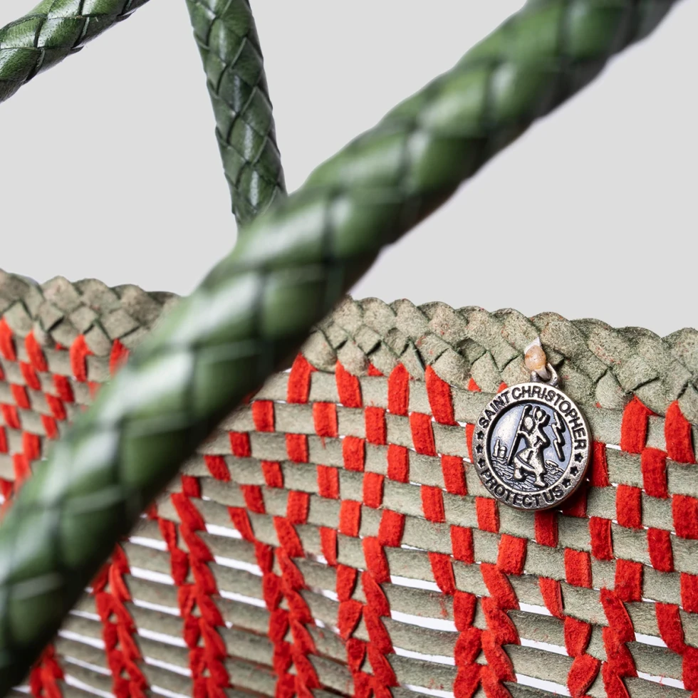 Torebka Bali Basket Big Leaf Green/Poppy Red Dragon Diffusion
