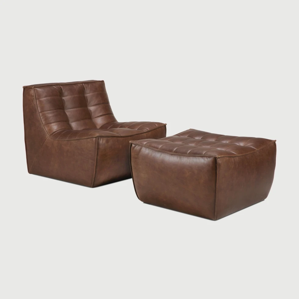 Fotel/Moduł jednoosobowy sofa N701 Chestnut Leather Ethnicraft