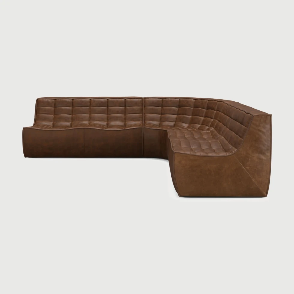 Moduł narożny zaokrąglony sofa N701 Chestnut Leather Ethnicraft