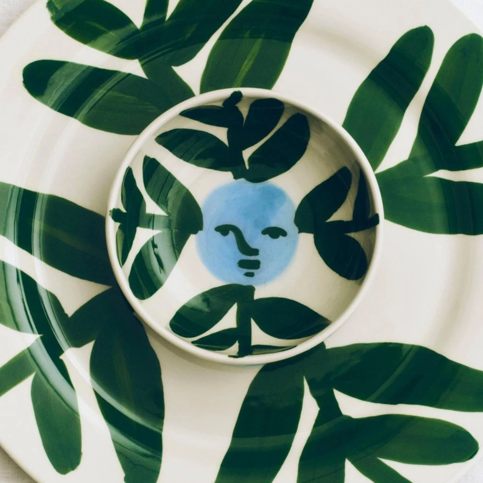 Miska La Pittura Bowl Moon Face Vine HAY