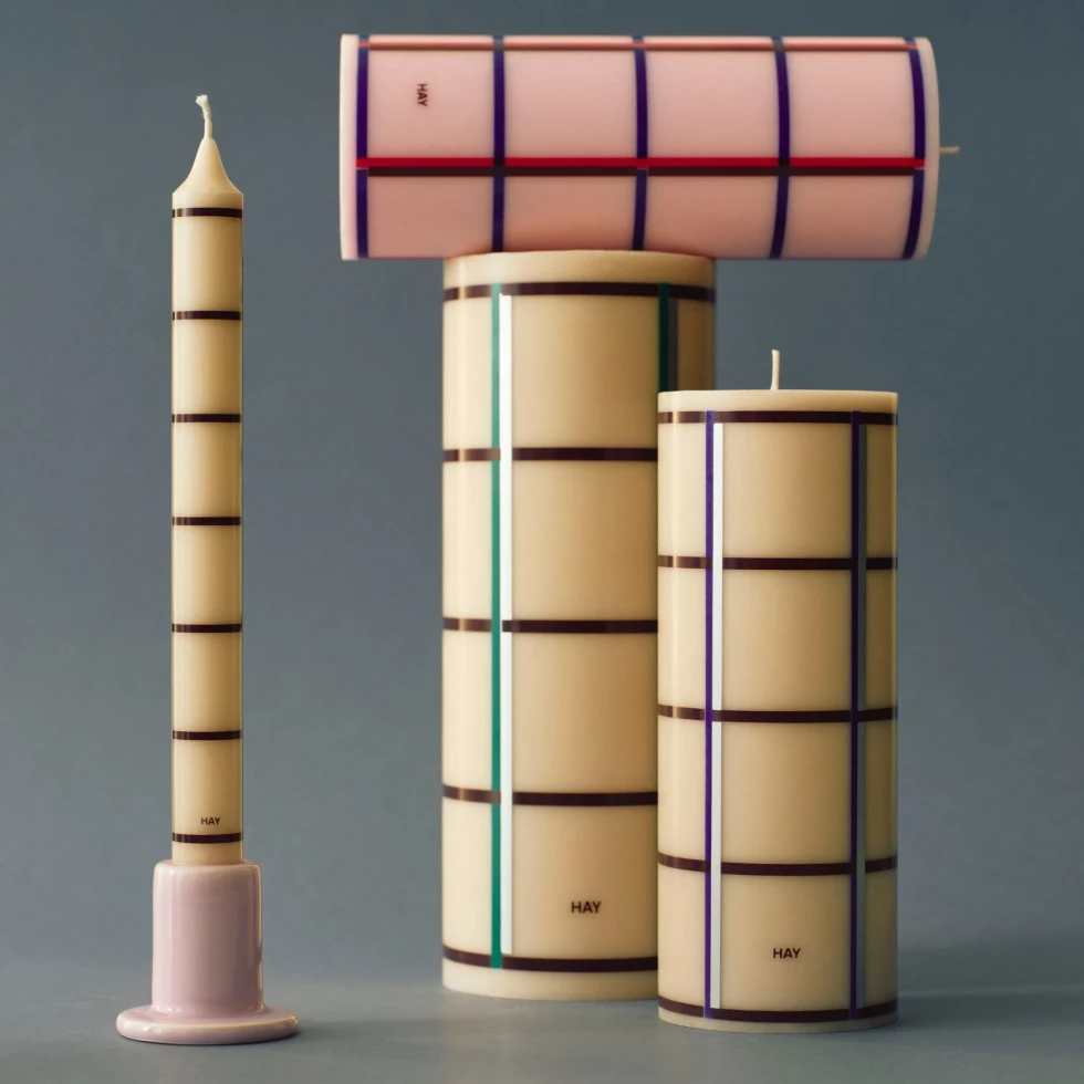 Świeca Column Candle M Light pink, red, bordeaux and dark blue HAY