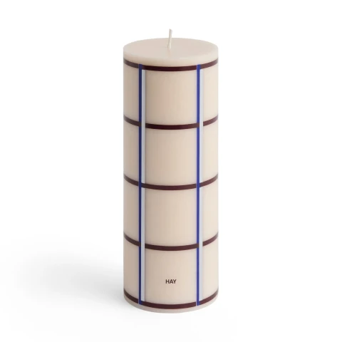 Świeca Column Candle M Off white, bordeaux, blue and silver HAY