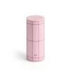 Świeca Column Candle S Light pink with bordeaux grids HAY